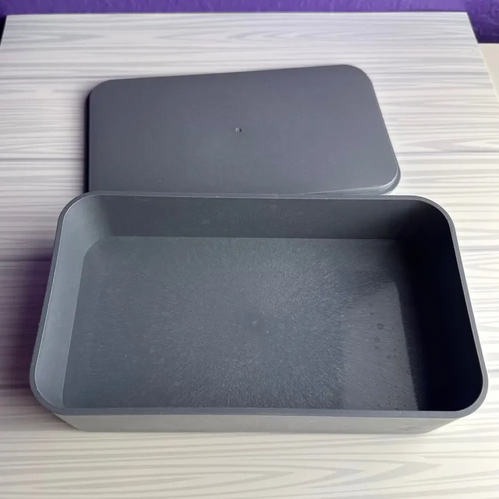 Bento Box Adult Lunch Box Stackable 2 Tier Gray with Strap and Fork Spoon Knife